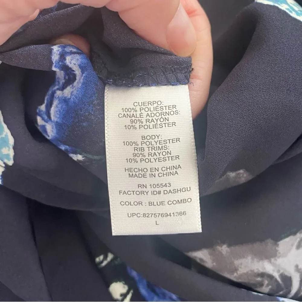Thakoon Floral Print Round Neck Long Sleeve Pullover Sweatshirt Blue Combo Large - Picture 9 of 9